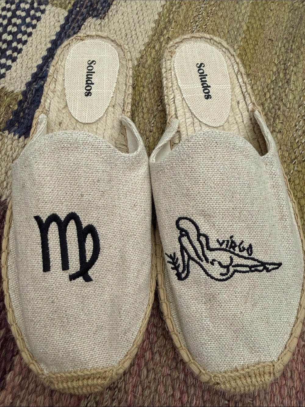 Soludos Beige Virgo Embroidered Espadrille Mules
